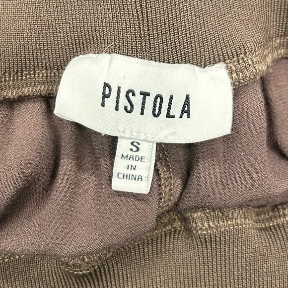 Pistola Chocolate Brown Cargo Pants Pull On Silky Satin Pockets Size Small - Picture 6 of 8